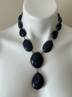 Dark Blue Statement Drop Necklace - Women Jewelry